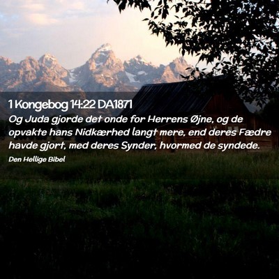 Picture 02 - 1 Kongebog 14:22 DA1871 - Og Juda gjorde det onde for Herrens Øjne, og de - Bible Verse Picture