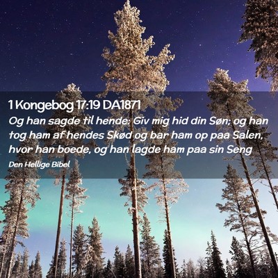 Picture 02 - 1 Kongebog 17:19 DA1871 - Og han sagde til hende: Giv mig hid din Søn; og - Bible Verse Picture