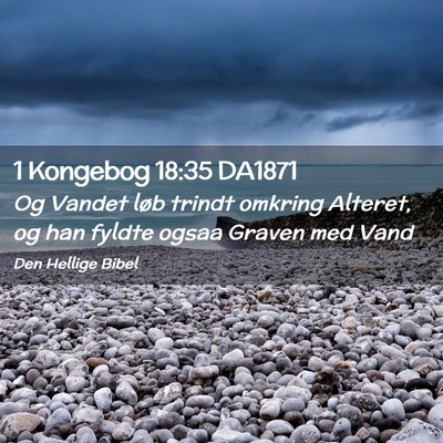 Picture 02 - 1 Kongebog 18:35 DA1871 - Og Vandet løb trindt omkring Alteret, og han - Bible Verse Picture