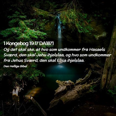 Picture 02 - 1 Kongebog 19:17 DA1871 - Og det skal ske, at hvo som undkommer fra Hasaels - Bible Verse Picture