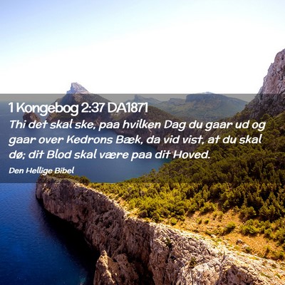 Picture 02 - 1 Kongebog 2:37 DA1871 - Thi det skal ske, paa hvilken Dag du gaar ud og - Bible Verse Picture