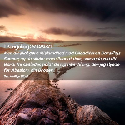 Picture 02 - 1 Kongebog 2:7 DA1871 - Men du skal gøre Miskundhed mod Gileaditeren - Bible Verse Picture