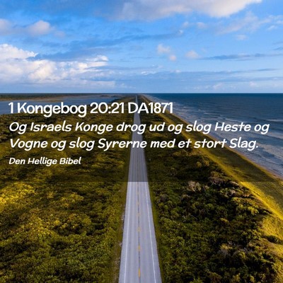 Picture 02 - 1 Kongebog 20:21 DA1871 - Og Israels Konge drog ud og slog Heste og Vogne - Bible Verse Picture