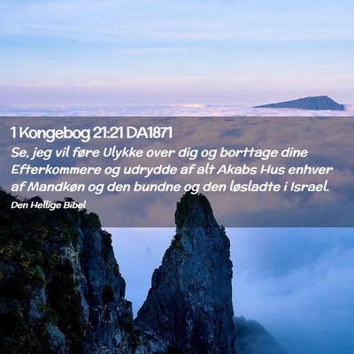 Picture 02 - 1 Kongebog 21:21 DA1871 - Se, jeg vil føre Ulykke over dig og borttage - Bible Verse Picture