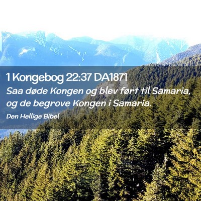 Picture 02 - 1 Kongebog 22:37 DA1871 - Saa døde Kongen og blev ført til Samaria, og de - Bible Verse Picture