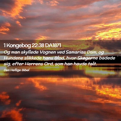 Picture 02 - 1 Kongebog 22:38 DA1871 - Og man skyllede Vognen ved Samarias Dam; og - Bible Verse Picture
