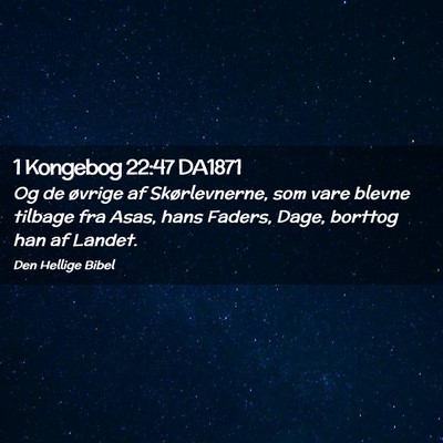 Picture 02 - 1 Kongebog 22:47 DA1871 - Og de øvrige af Skørlevnerne, som vare blevne - Bible Verse Picture
