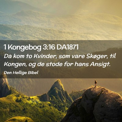 Picture 02 - 1 Kongebog 3:16 DA1871 - Da kom to Kvinder, som vare Skøger, til Kongen, - Bible Verse Picture