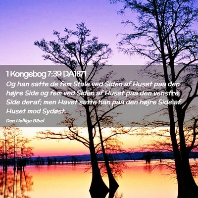 Picture 02 - 1 Kongebog 7:39 DA1871 - Og han satte de fem Stole ved Siden af Huset paa - Bible Verse Picture
