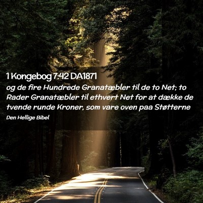 Picture 02 - 1 Kongebog 7:42 DA1871 - og de fire Hundrede Granatæbler til de to Net; - Bible Verse Picture