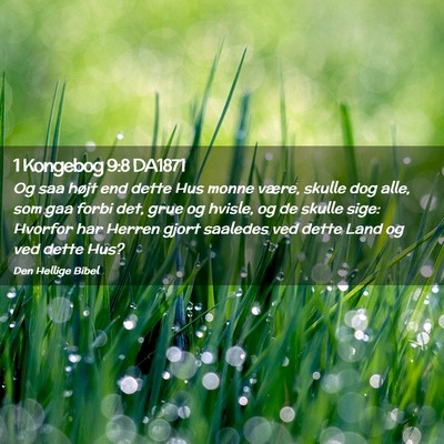 Picture 02 - 1 Kongebog 9:8 DA1871 - Og saa højt end dette Hus monne være, skulle - Bible Verse Picture