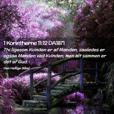 Picture 02 - 1 Korintherne 11:12 DA1871 - Thi ligesom Kvinden er af Manden, saaledes er - Bible Verse Picture