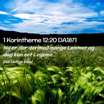 Picture 02 - 1 Korintherne 12:20 DA1871 - Nu er der derimod mange Lemmer og dog kun eet - Bible Verse Picture