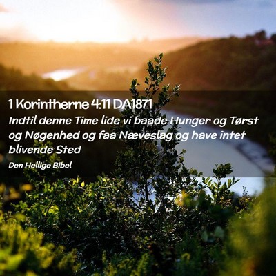 Picture 02 - 1 Korintherne 4:11 DA1871 - Indtil denne Time lide vi baade Hunger og Tørst - Bible Verse Picture