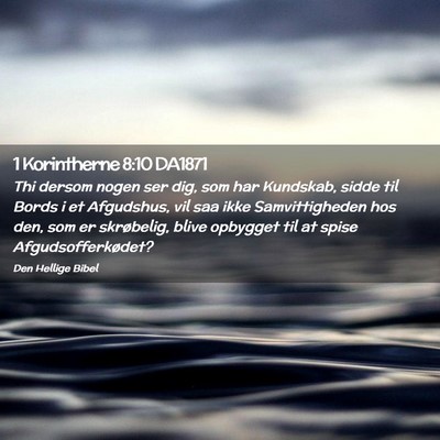 Picture 02 - 1 Korintherne 8:10 DA1871 - Thi dersom nogen ser dig, som har Kundskab, sidde - Bible Verse Picture