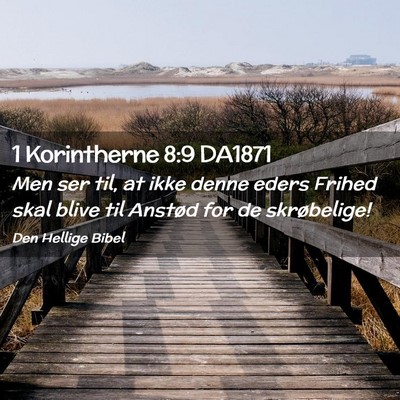 Picture 02 - 1 Korintherne 8:9 DA1871 - Men ser til, at ikke denne eders Frihed skal - Bible Verse Picture