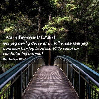 Picture 02 - 1 Korintherne 9:17 DA1871 - Gør jeg nemlig dette af fri Villie, saa faar jeg - Bible Verse Picture