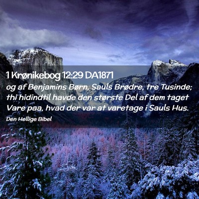 Picture 02 - 1 Krønikebog 12:29 DA1871 - og af Benjamins Børn, Sauls Brødre, tre - Bible Verse Picture