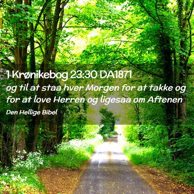 Picture 02 - 1 Krønikebog 23:30 DA1871 - og til at staa hver Morgen for at takke og for at - Bible Verse Picture