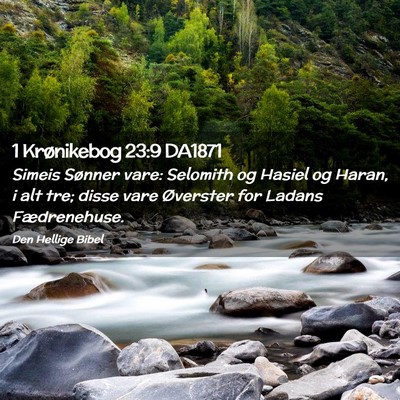 Picture 02 - 1 Krønikebog 23:9 DA1871 - Simeis Sønner vare: Selomith og Hasiel og Haran, - Bible Verse Picture