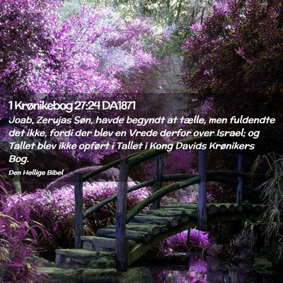 Picture 02 - 1 Krønikebog 27:24 DA1871 - Joab, Zerujas Søn, havde begyndt at tælle, men - Bible Verse Picture