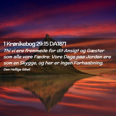 Picture 02 - 1 Krønikebog 29:15 DA1871 - Thi vi ere fremmede for dit Ansigt og Gæster som - Bible Verse Picture