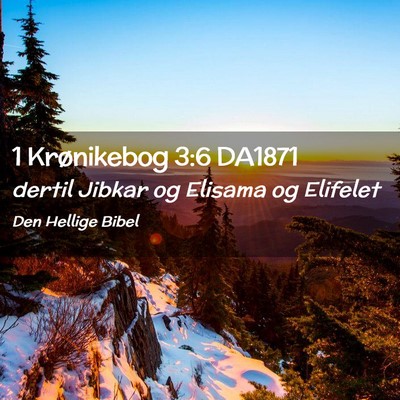 Picture 02 - 1 Krønikebog 3:6 DA1871 - dertil Jibkar og Elisama og - Bible Verse Picture