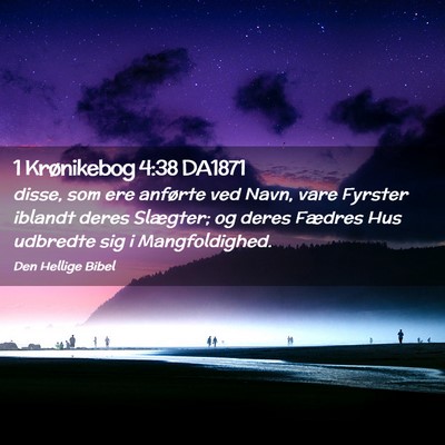 Picture 02 - 1 Krønikebog 4:38 DA1871 - disse, som ere anførte ved Navn, vare Fyrster - Bible Verse Picture