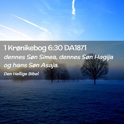 Picture 02 - 1 Krønikebog 6:30 DA1871 - dennes Søn Simea, dennes Søn Hagija og hans - Bible Verse Picture