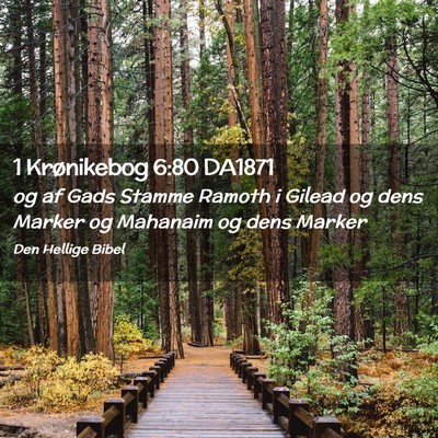 Picture 02 - 1 Krønikebog 6:80 DA1871 - og af Gads Stamme Ramoth i Gilead og dens Marker - Bible Verse Picture