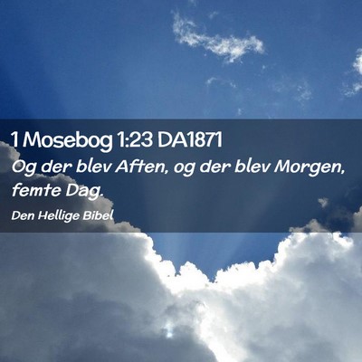 Picture 02 - 1 Mosebog 1:23 DA1871 - Og der blev Aften, og der blev Morgen, femte - Bible Verse Picture