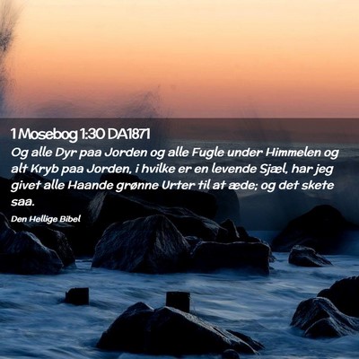 Picture 02 - 1 Mosebog 1:30 DA1871 - Og alle Dyr paa Jorden og alle Fugle under - Bible Verse Picture