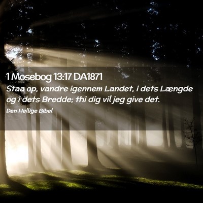 Picture 02 - 1 Mosebog 13:17 DA1871 - Staa op, vandre igennem Landet, i dets Længde og - Bible Verse Picture