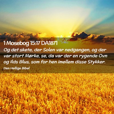 Picture 02 - 1 Mosebog 15:17 DA1871 - Og det skete, der Solen var nedgangen, og der var - Bible Verse Picture