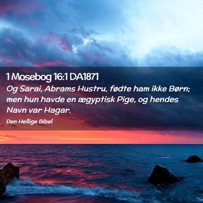 Picture 02 - 1 Mosebog 16:1 DA1871 - Og Sarai, Abrams Hustru, fødte ham ikke Børn; - Bible Verse Picture