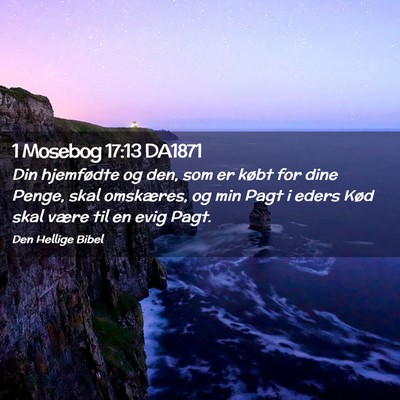Picture 02 - 1 Mosebog 17:13 DA1871 - Din hjemfødte og den, som er købt for dine - Bible Verse Picture