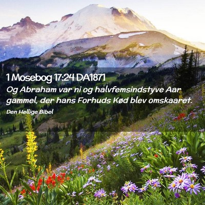 Picture 02 - 1 Mosebog 17:24 DA1871 - Og Abraham var ni og halvfemsindstyve Aar gammel, - Bible Verse Picture