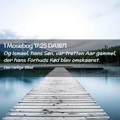 Picture 02 - 1 Mosebog 17:25 DA1871 - Og Ismael, hans Søn, var tretten Aar gammel, der - Bible Verse Picture