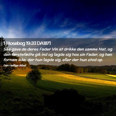 Picture 02 - 1 Mosebog 19:33 DA1871 - Saa gave de deres Fader Vin at drikke den samme - Bible Verse Picture