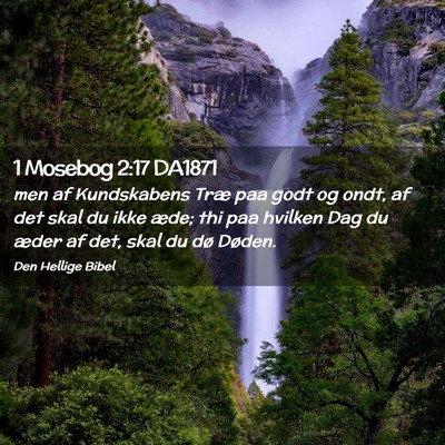 Picture 02 - 1 Mosebog 2:17 DA1871 - men af Kundskabens Træ paa godt og ondt, af det - Bible Verse Picture