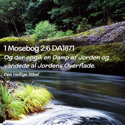 Picture 02 - 1 Mosebog 2:6 DA1871 - Og der opgik en Damp af Jorden og vandede al - Bible Verse Picture