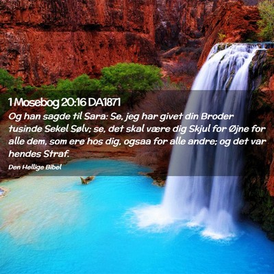 Picture 02 - 1 Mosebog 20:16 DA1871 - Og han sagde til Sara: Se, jeg har givet din - Bible Verse Picture