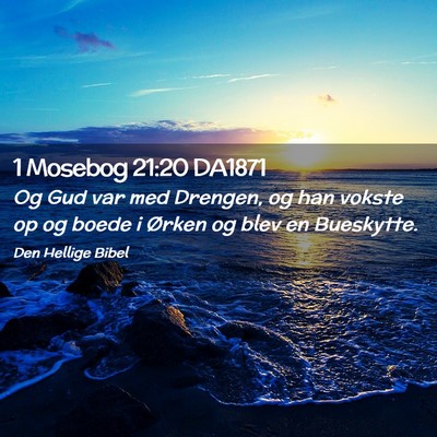 Picture 02 - 1 Mosebog 21:20 DA1871 - Og Gud var med Drengen, og han vokste op og boede - Bible Verse Picture