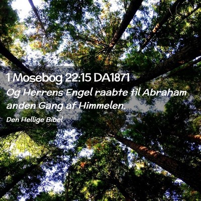 Picture 02 - 1 Mosebog 22:15 DA1871 - Og Herrens Engel raabte til Abraham anden Gang af - Bible Verse Picture