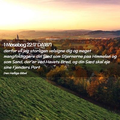 Picture 02 - 1 Mosebog 22:17 DA1871 - derfor vil jeg storligen velsigne dig og meget - Bible Verse Picture