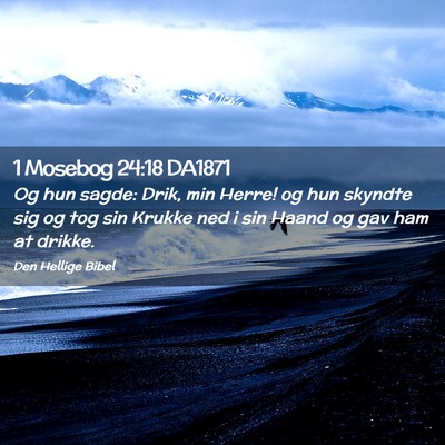 Picture 02 - 1 Mosebog 24:18 DA1871 - Og hun sagde: Drik, min Herre! og hun skyndte sig - Bible Verse Picture