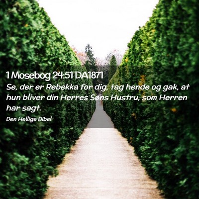Picture 02 - 1 Mosebog 24:51 DA1871 - Se, der er Rebekka for dig, tag hende og gak, at - Bible Verse Picture