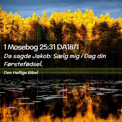 Picture 02 - 1 Mosebog 25:31 DA1871 - Da sagde Jakob: Sælg mig i Dag din - Bible Verse Picture