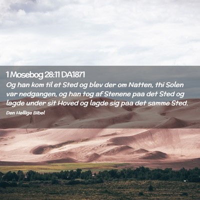Picture 02 - 1 Mosebog 28:11 DA1871 - Og han kom til et Sted og blev der om Natten, thi - Bible Verse Picture