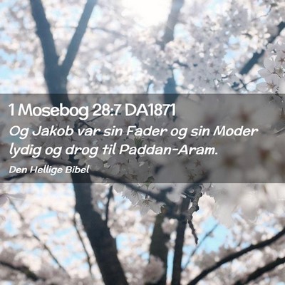 Picture 02 - 1 Mosebog 28:7 DA1871 - Og Jakob var sin Fader og sin Moder lydig og drog - Bible Verse Picture